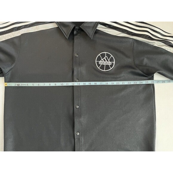 Vintage Adidas Black Warm Up Basketball Track Mens Shirt Button Up Size 2XL - Picture 8 of 8